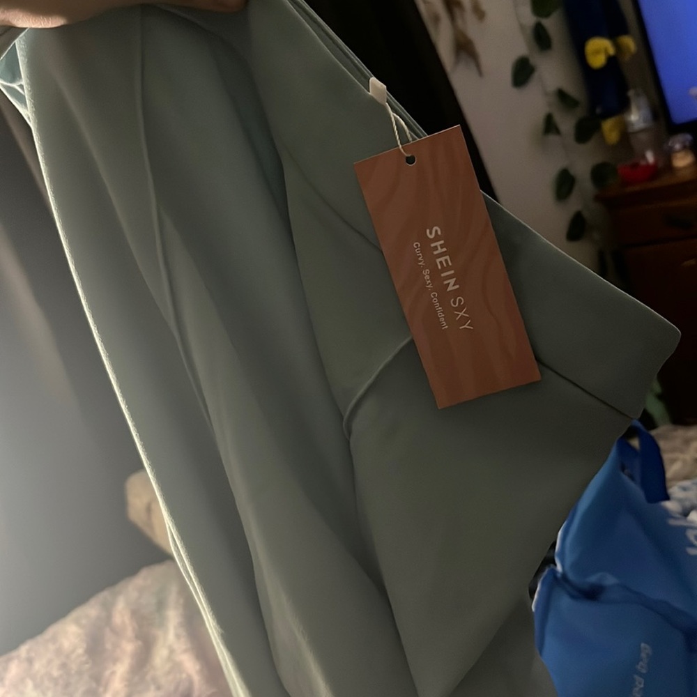 Light green flared mom pants